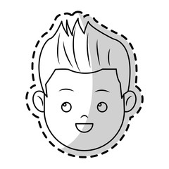 happy boy face cartoon icon over white background. vector illustration