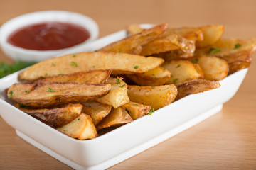 Close up, Spice wedge potato.