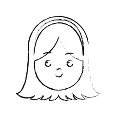 happy girl cartoon face icon over white background. vector illustration