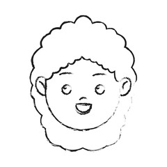 happy girl cartoon face icon over white background. vector illustration
