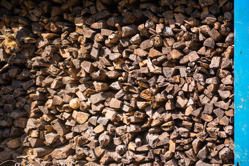 firewood in fire shed raw material for fuel