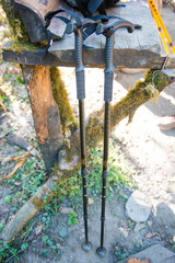 two trekking pole for hiking in mountain