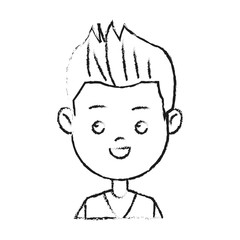 Obraz premium happy boy face cartoon icon over white background. vector illustration