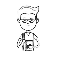boy cartoon icon over white background. vector illustration