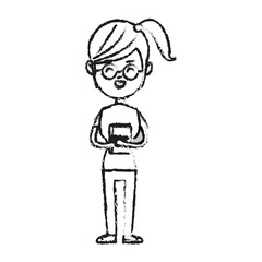 girl wearing casual clothes cartoon icon over white background. vector illustration