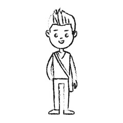 boy wearing casual clothes cartoon icon over white background. vector illustration