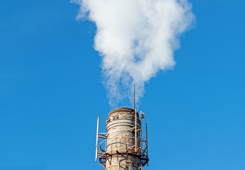 Smoke emission from factory pipe
