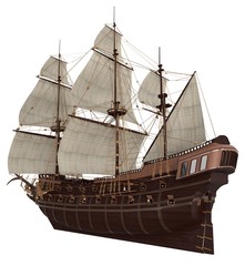 Obraz premium Sailboat 3D Illustration Isolated On White