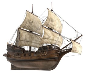 Fototapeta premium Ilustracja 3D Sailboat Wyizolowanych Na Białym Tle