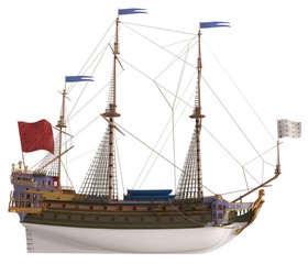Sailboat 3D Illustration Isolated On White