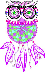 сова с сиреневыми перьями