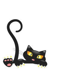 Cute little black kitty, cartoon character for apparel or other uses in vector. T-shirt and pyjamas print or Book illustrations for children
