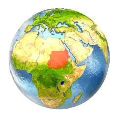 Sudan in red on full Earth