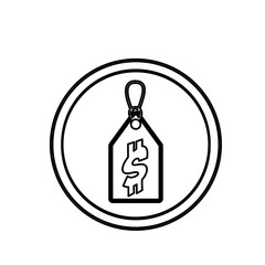 silhouette price tag icon with dollar sign vector illustration