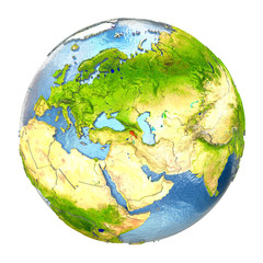 Armenia in red on full Earth