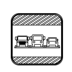 silhouette square shape traffic sign parking area for cars vector illustration