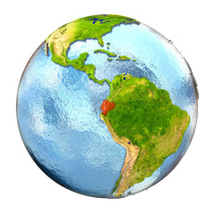 Ecuador in red on full Earth