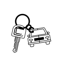 silhouette car shaped key chain icon vector illustration