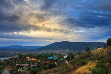 Fototapeta na wymiar khaokho landscape with beautiful sky, view khaokho phetchabun th