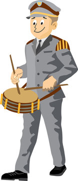 2d Illustration of an young fanfare drummer