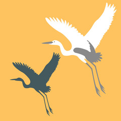 Heron vector illustration style Flat set silhouette black