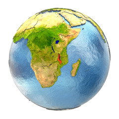 Malawi in red on full Earth
