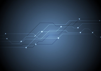 Dark blue circuit board chip tech background