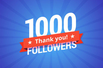 1000 followers vector illustration.