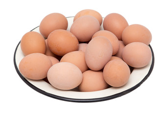 eggs in a plate on a white background