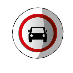 dotted sticker with road sign of car crossing vector illustration