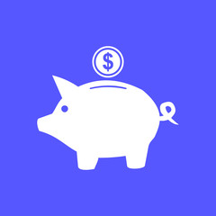 Vector piggy bank icon blue