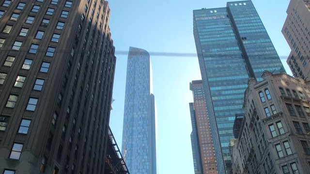 CLOSE UP: Expensive glassy skyscrapers, office buildings and blocks of flats