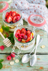 Yogurt and muesli with berries