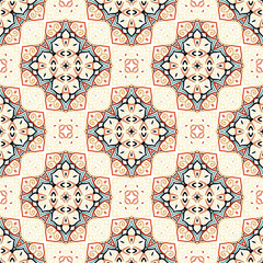 Floral Pattern Blue Brown Curve Elements