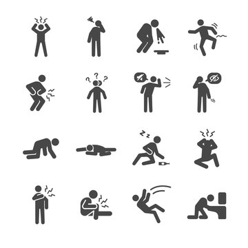 Hangover and sick icons set