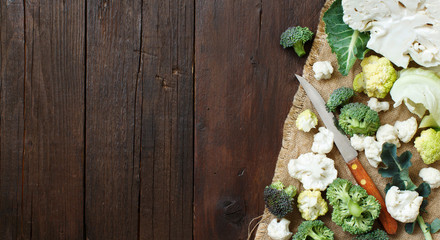 Fresh raw cauliflower and broccoli