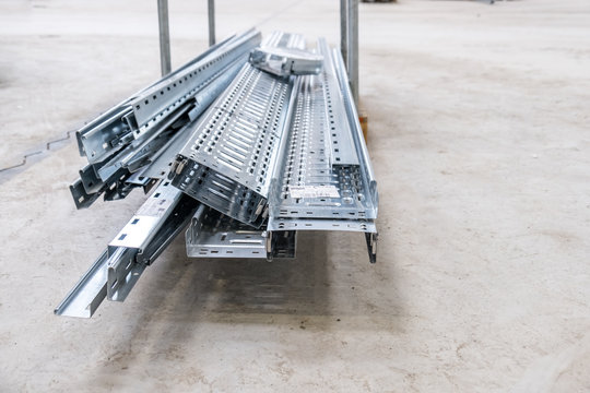 Metal cable tray waiting for installation