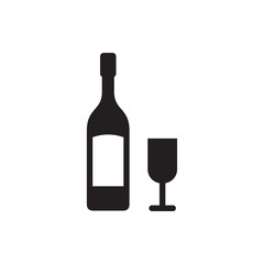 wine glass and bottle icon illustration