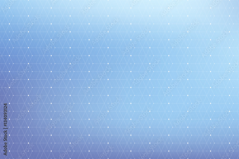 Poster Geometric pattern with connected line and dots. Graphic background connectivity. Modern stylish polygonal backdrop for your design. Vector illustration.