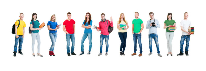 Group of smiling teenagers staying together