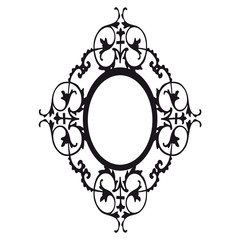 Victorian black and white frame isolated on a white background