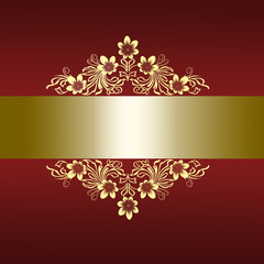 Elegant red border with golden floral ornament