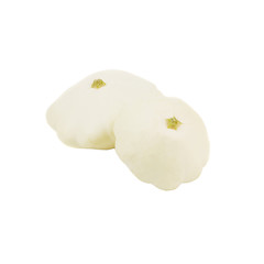 White pattypan squashes isolated on white