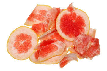 Big pink grapefruit skins isolated