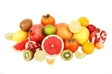 Set of multicolored fresh raw fruits