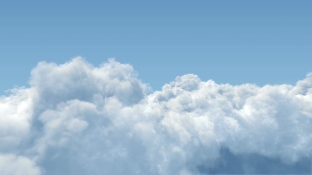 Flying through the cumulus clouds. Seamlessly looped video. Includes matte layer.