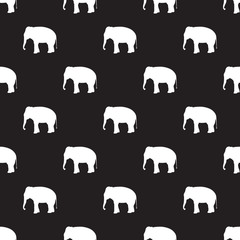 Seamless elephant pattern on black