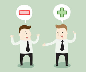Positive and negative thinking ,vector illustration business cartoon