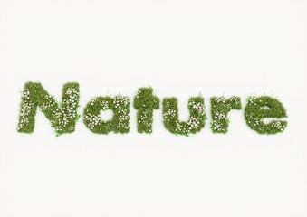 Nature word typed by flowers and grass