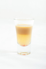 sliced shot cocktail isolated on white background